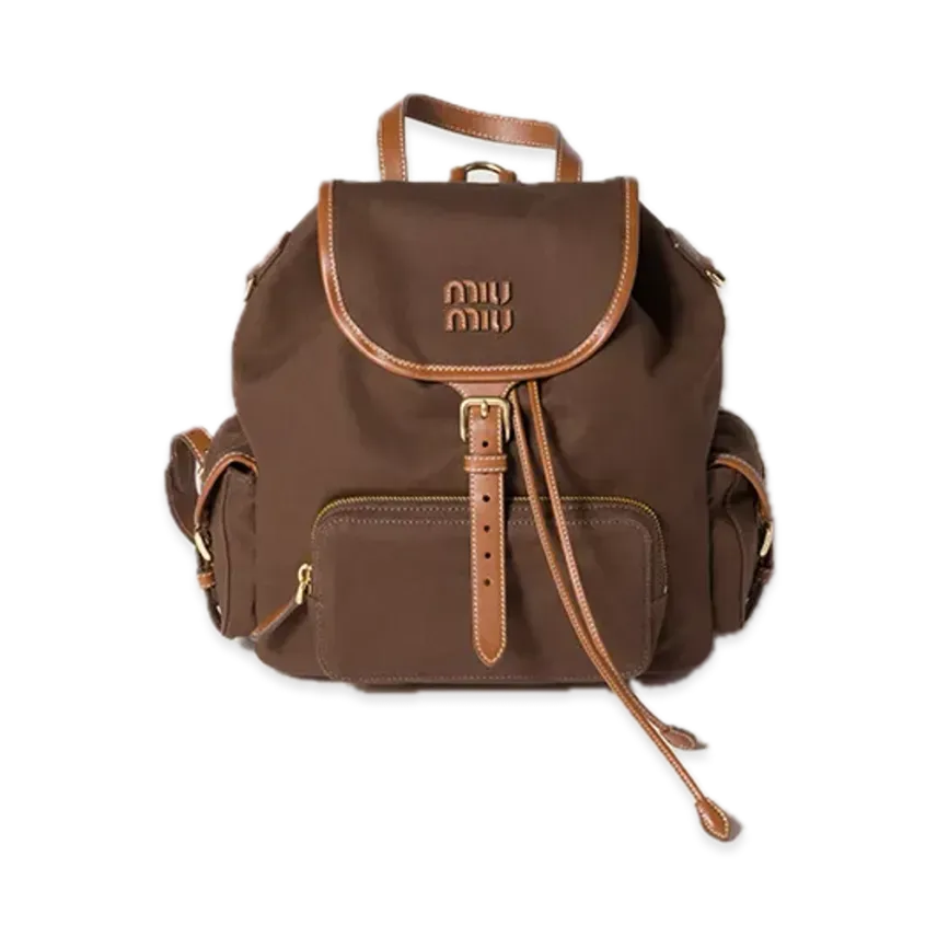 MIU MIU Canvas / Leather Backpack "Cocoa Brown/Brandy"