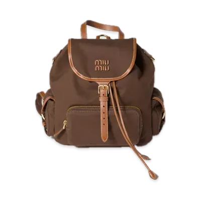 MIU MIU Canvas / Leather Backpack "Cocoa Brown/Brandy"