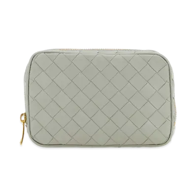 Bottega Veneta Women's Leather Small Pouch "Light Grey"