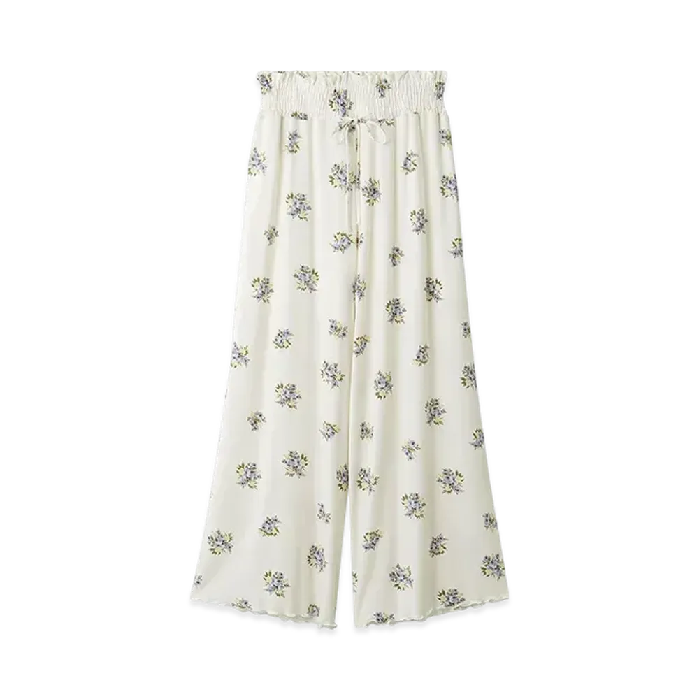 GELATO PIQUE Flower Pattern Long Pants "Blue"