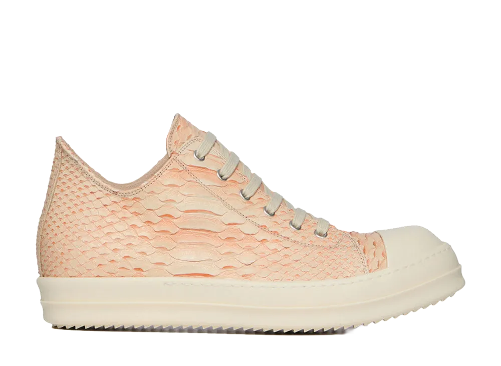 Rick Owens SS26 Low Sneaks Python "Sand/Coral/Milk"
