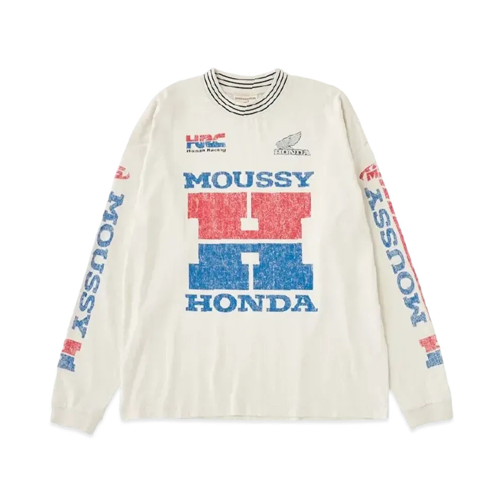 MOUSSY x HONDA HRC Vintage Like Long Tee "Off White"