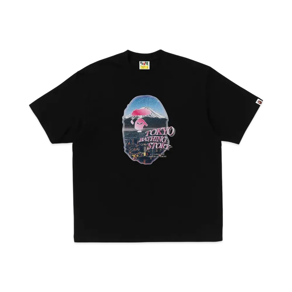 A BATHING APE Cityscape Ape Head Relaxed Fit Tee "Black"