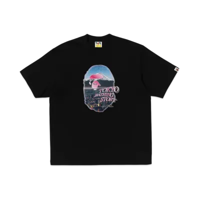 A BATHING APE Cityscape Ape Head Relaxed Fit Tee "Black"