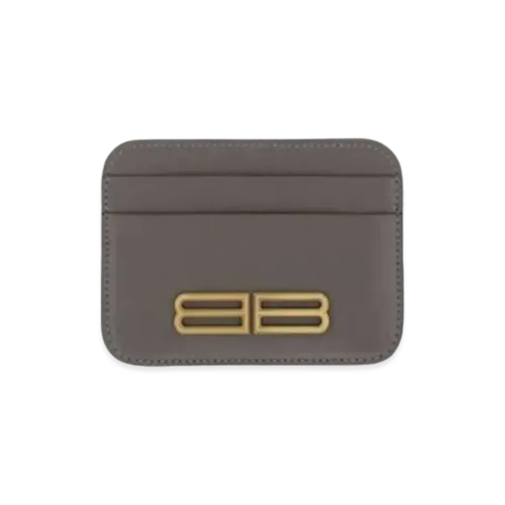 BALENCIAGA Stripe Embossed Calfskin Gossip Card Holder "Gray"