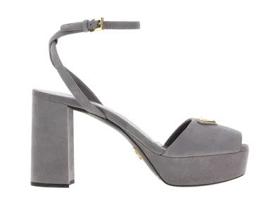 PRADA Women's Suede Sandals "Grey"