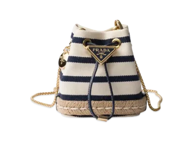PRADA Striped Fabric Mini-Pouch "Ivory/Blue"