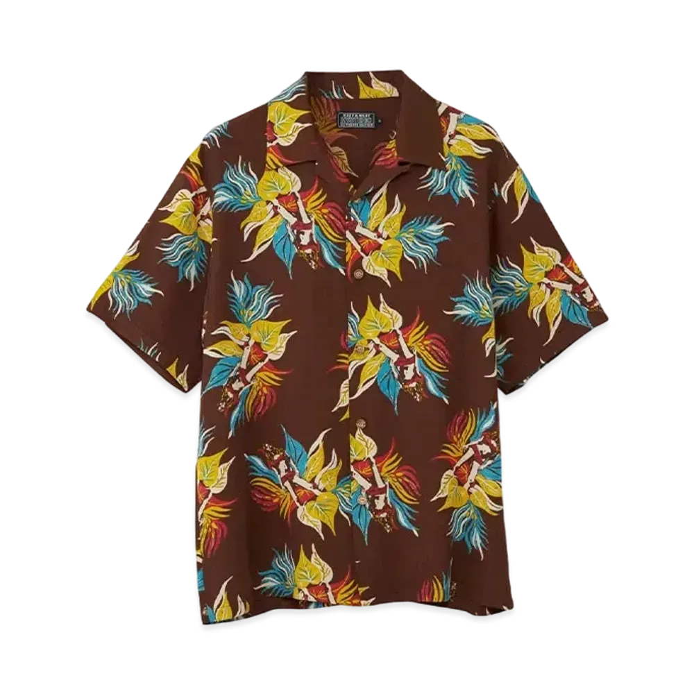HYSTERIC GLAMOUR Tropic Ladyland Pattern Aloha Shirt "Brown"