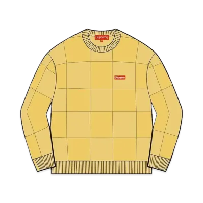 Supreme Tonal Checkerboard Small Box Sweater "Yellow"