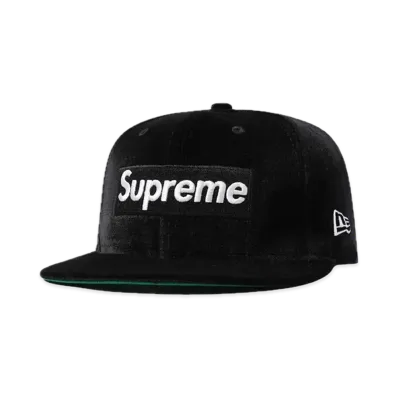Supreme Velour Box Logo New Era "Black"