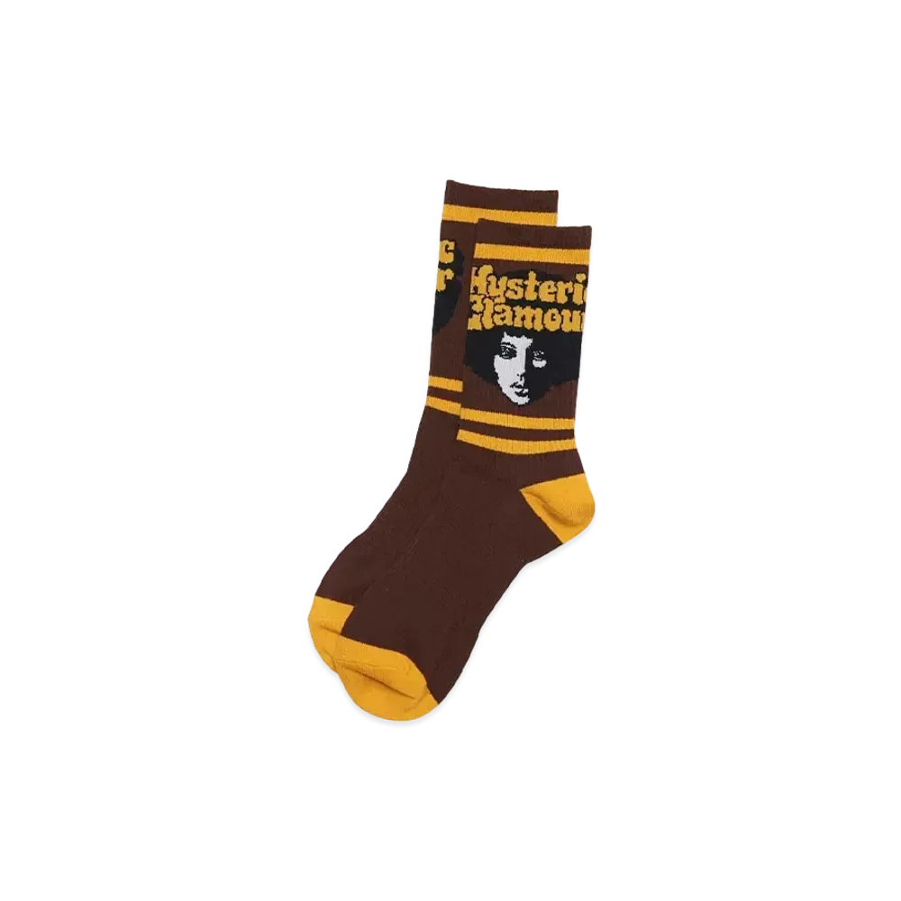 HYSTERIC GLAMOUR Afro Girl Sports Socks "Brown"