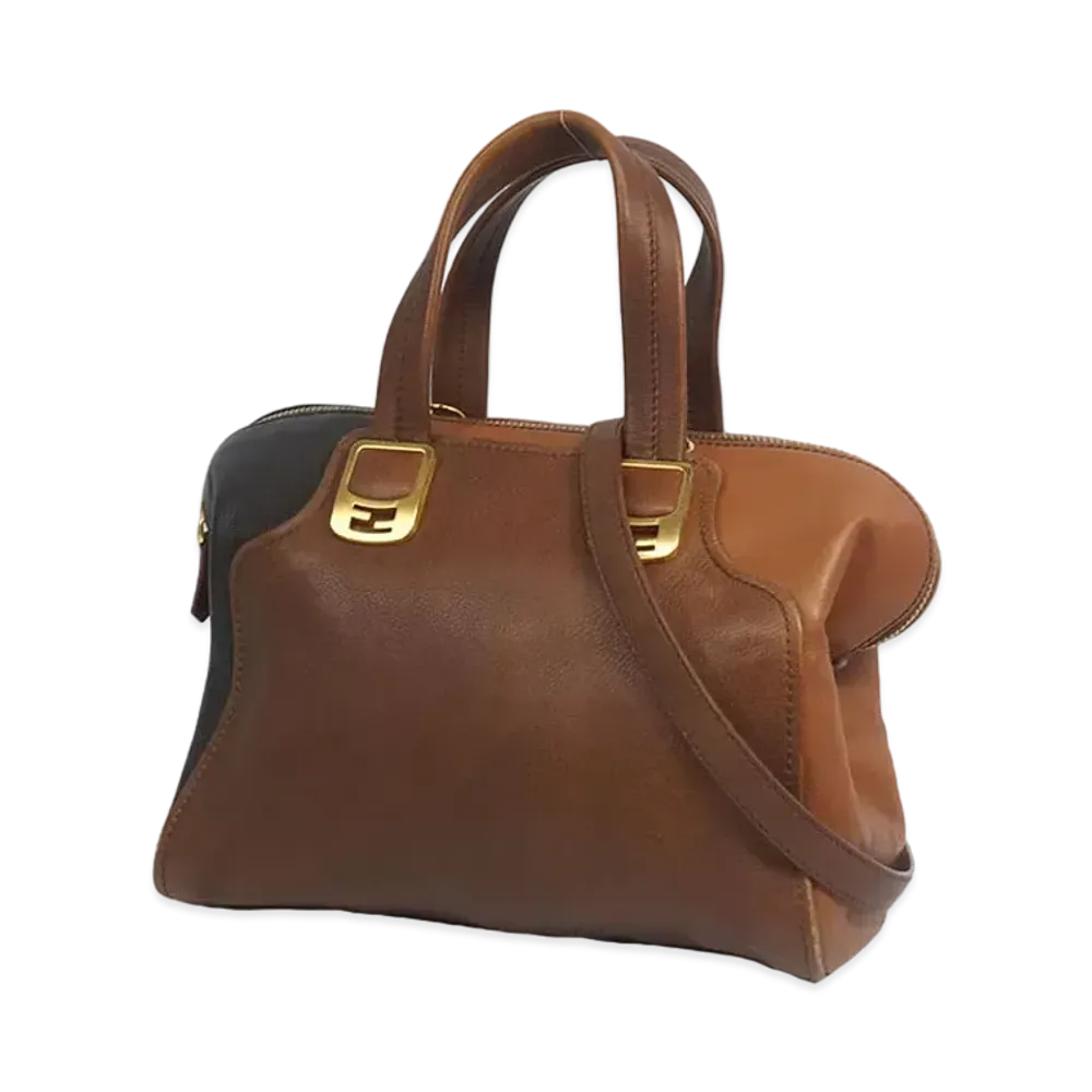 FENDI Chameleon Leather 2WAY Bag "Brown"