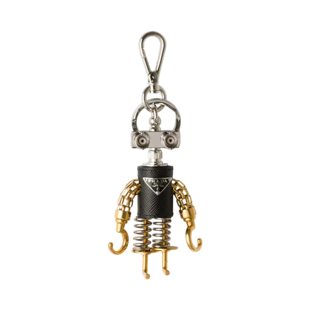 PRADA Robot Saffiano Leather Bag Charm "Gray"