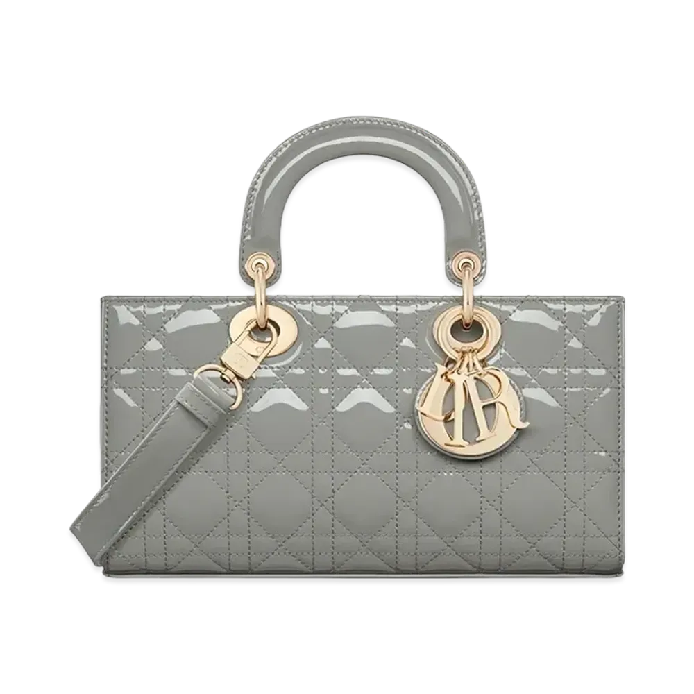 Dior Medium Lady D-Joy Bag Patent "Stone Gray"