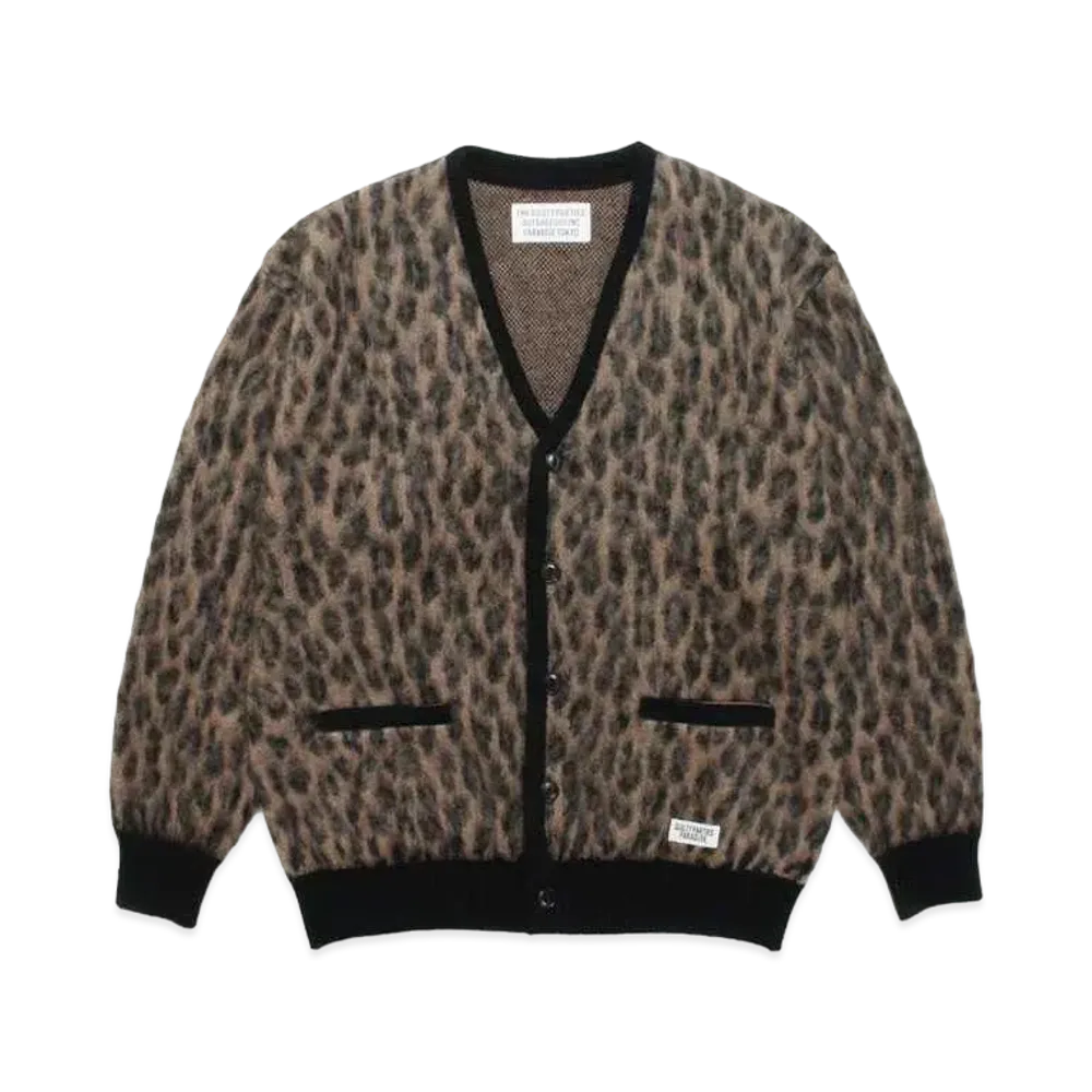 WACKO MARIA LEOPARD MOHAIR KNIT CARDIGAN "Brown"