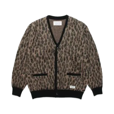 WACKO MARIA LEOPARD MOHAIR KNIT CARDIGAN "Brown"