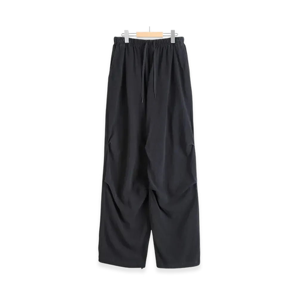COMOLI Cotton Jersey Knee Tuck Pants "Black"