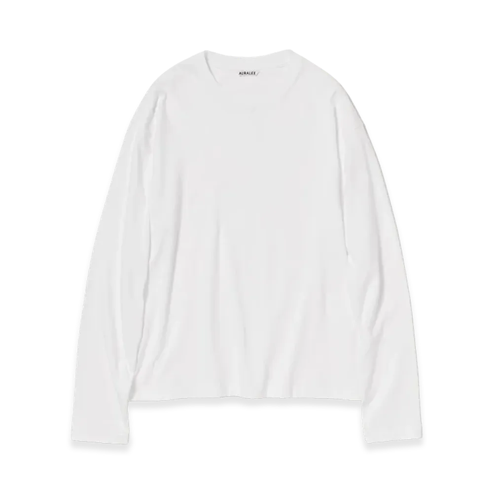 AURALEE Brushed Organic Cotton Jersey L/S Tee "White"