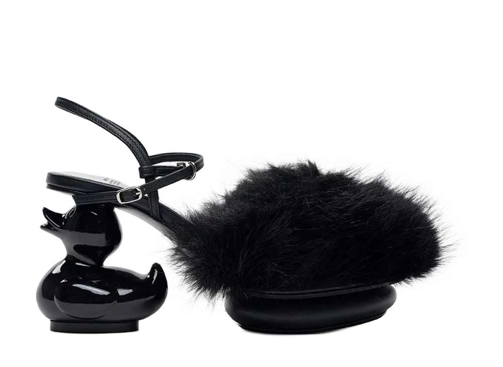 Maison MIHARA YASUHIRO Women's Duck Heel Fur Sandals "Black"