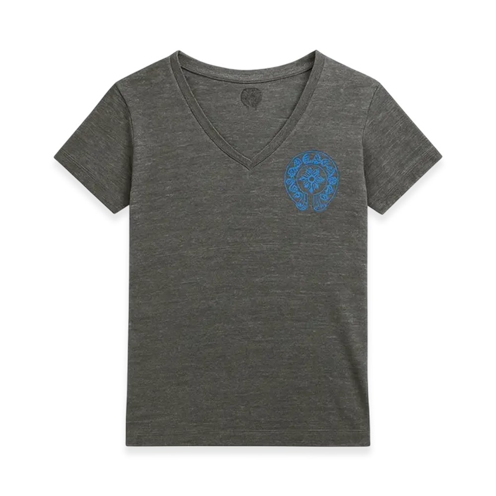 Chrome Hearts V-Neck Horseshoe T-Shirt "Charcoal Grey/Blue"