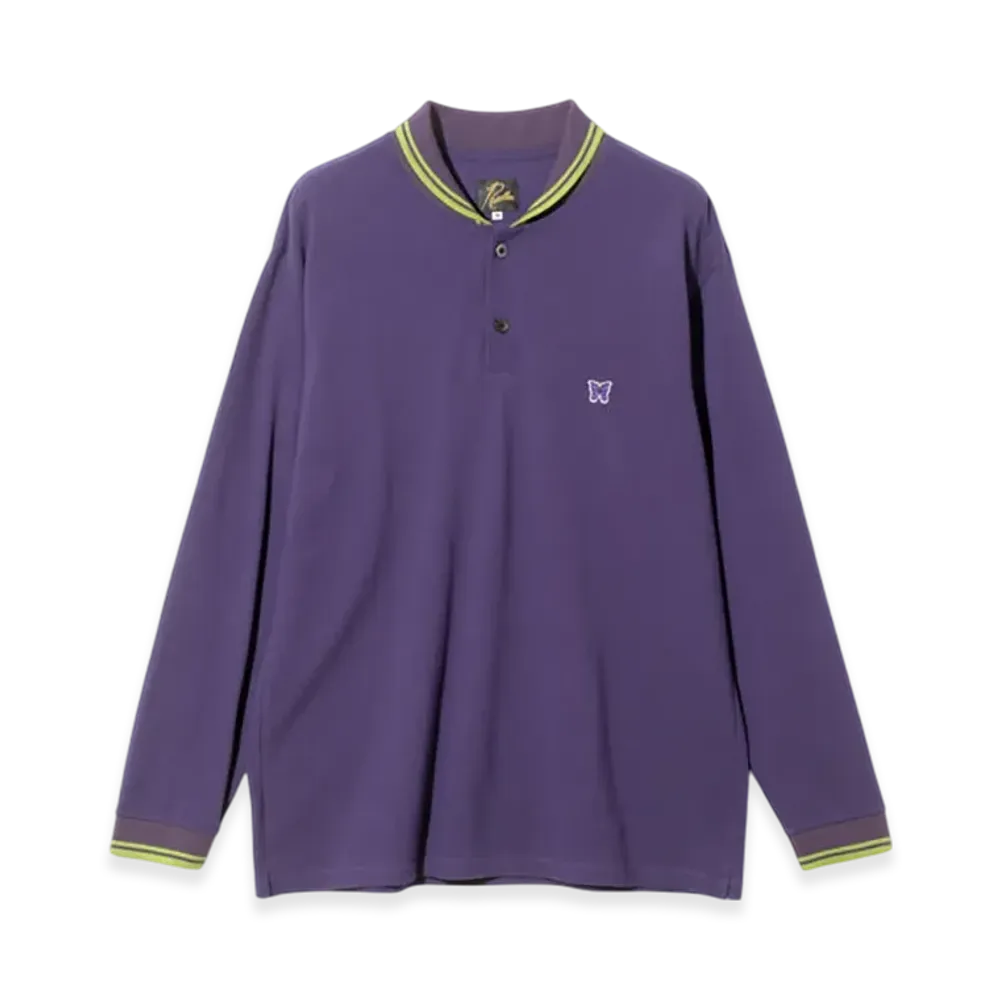 NEEDLES Shawl Collar L/S Polo - Cotton Pique "Purple"