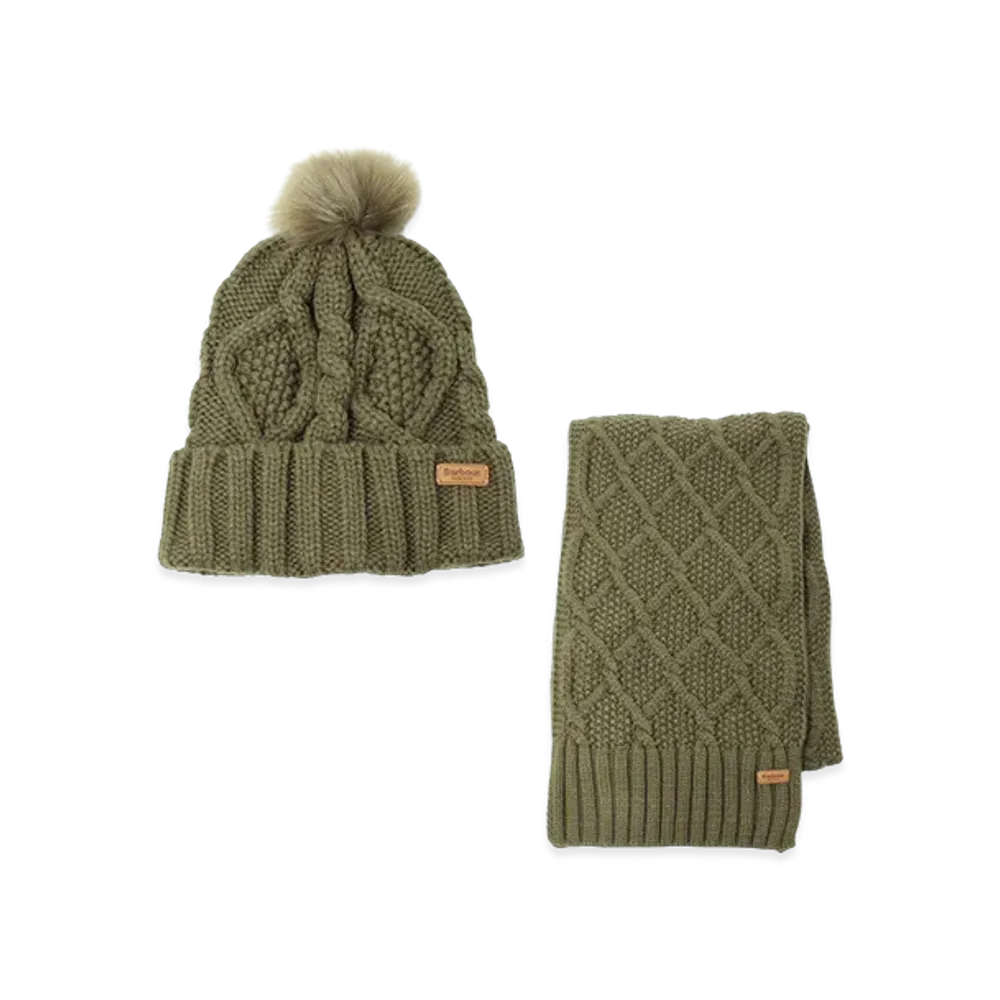 Barbour Beanie&Scarf Gift Set "Olive"