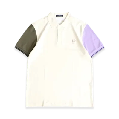 COMME des GARCONS SHIRT x FRED PERRY Polo shirt "Ecru/Gray Purple"