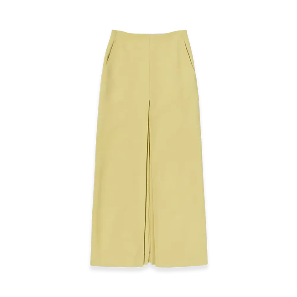 AURALEE Women's Tense Wool Double Cloth Slit Skirt "Dusty Lime"