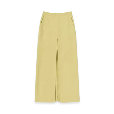 AURALEE Women's Tense Wool Double Cloth Slit Skirt "Dusty Lime"