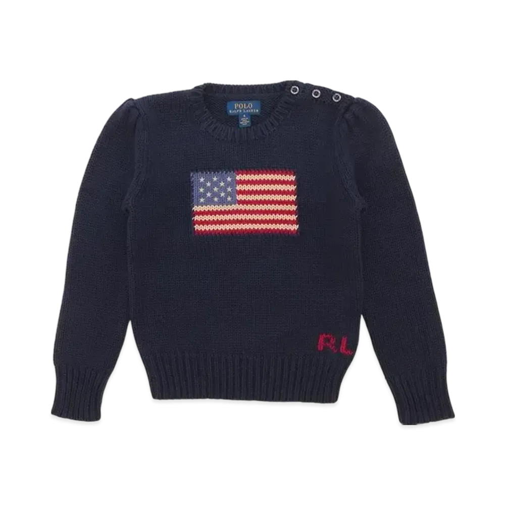 Polo Ralph Lauren Kids Flag Cotton Crewneck Sweater Kids "Navy"