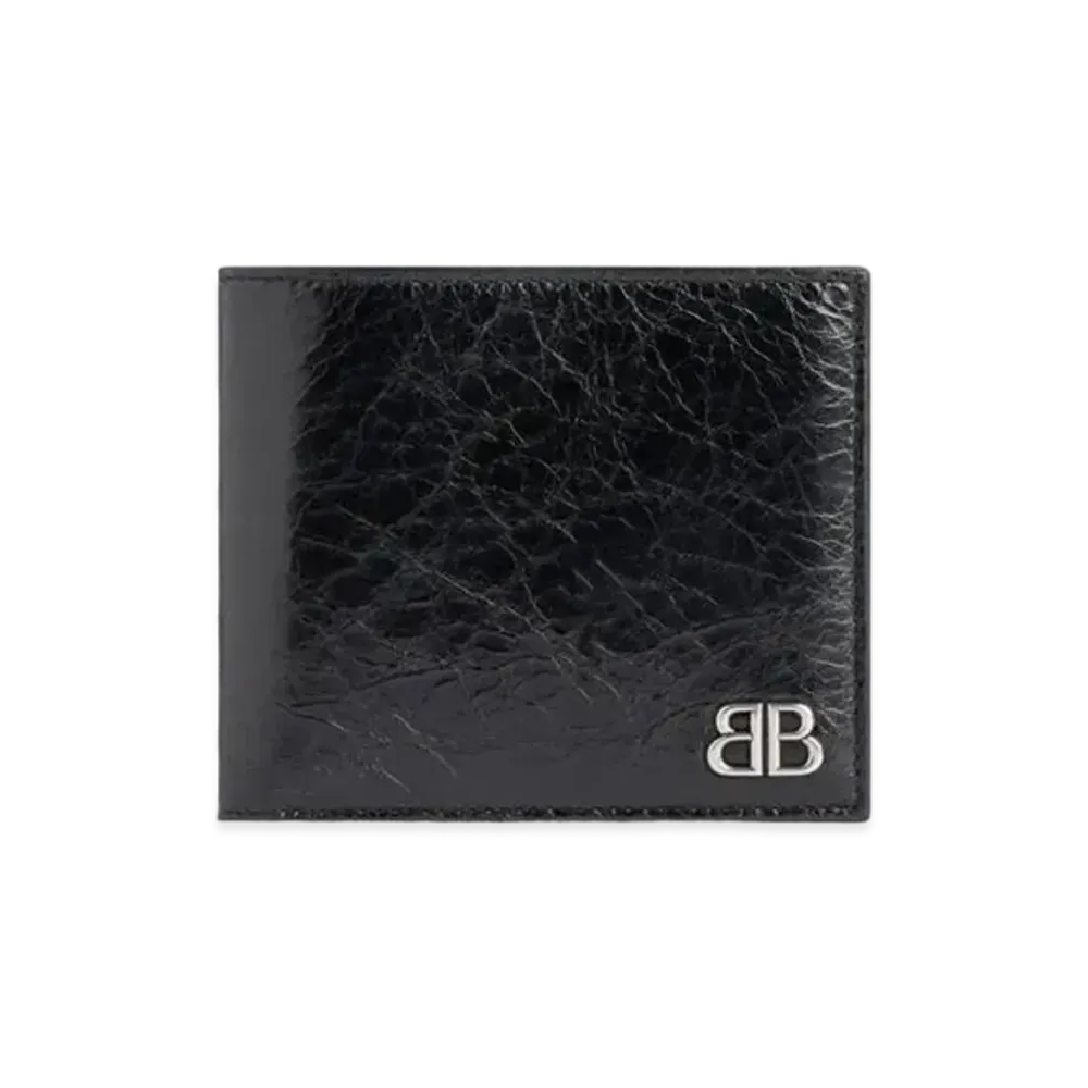 BALENCIAGA Monaco Square Folded Coin Wallet "Black"