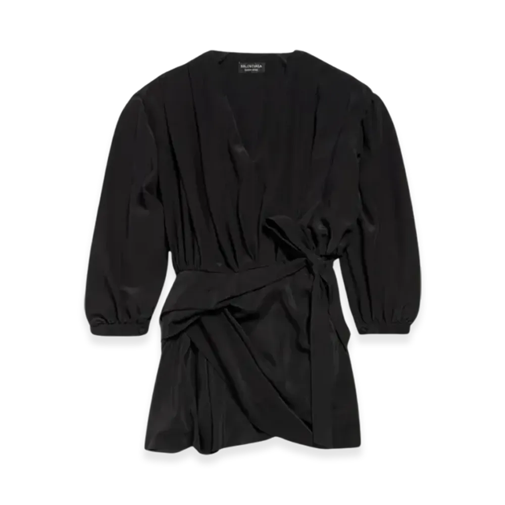 BALENCIAGA Women's V-Neck Mini Dress "Black"