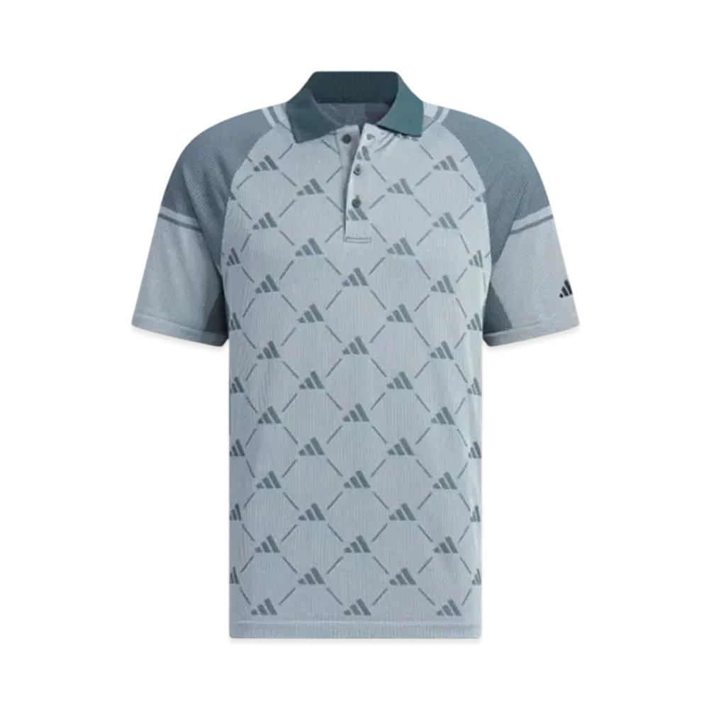 adidas Primeknit Side Seamless Monogram Short Sleeve Polo Shirt "Grey"