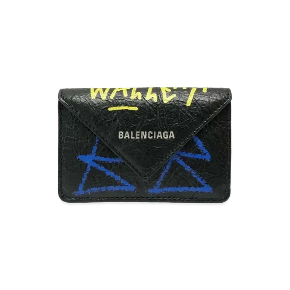 BALENCIAGA Graffiti Papier Mini Wallet "Black"