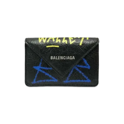 BALENCIAGA Graffiti Papier Mini Wallet "Black"