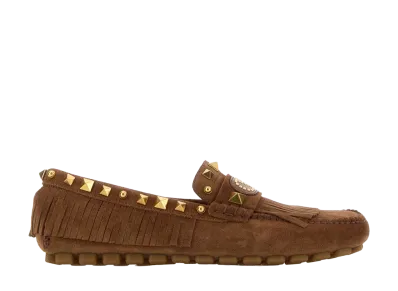 Valentino Garavani Women's Caramel Split-Leather Plaster Caster Loafers "Camel"