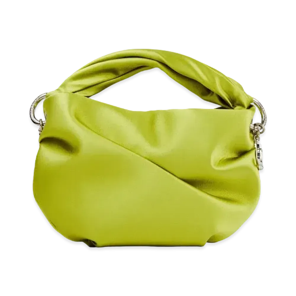 JIMMY CHOO BONNY Satin Bag With Twisted Handle "Lime"