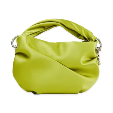 JIMMY CHOO BONNY Satin Bag With Twisted Handle "Lime"