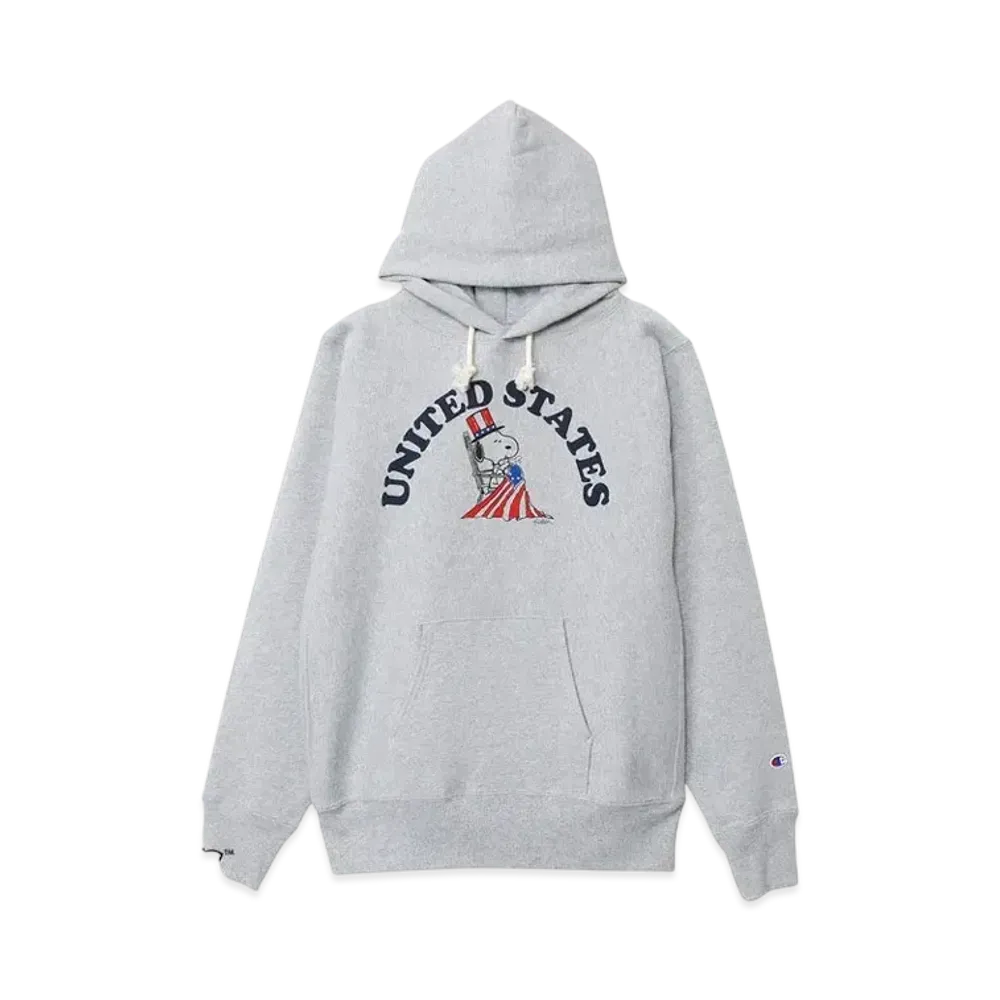 Champion x PEANUTS Reverse Weave Hooded Sweatshirt Made In USA "Oxford Grey"