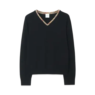 Paul Smith Women's Point Stripe V-Neck Knit "Black"