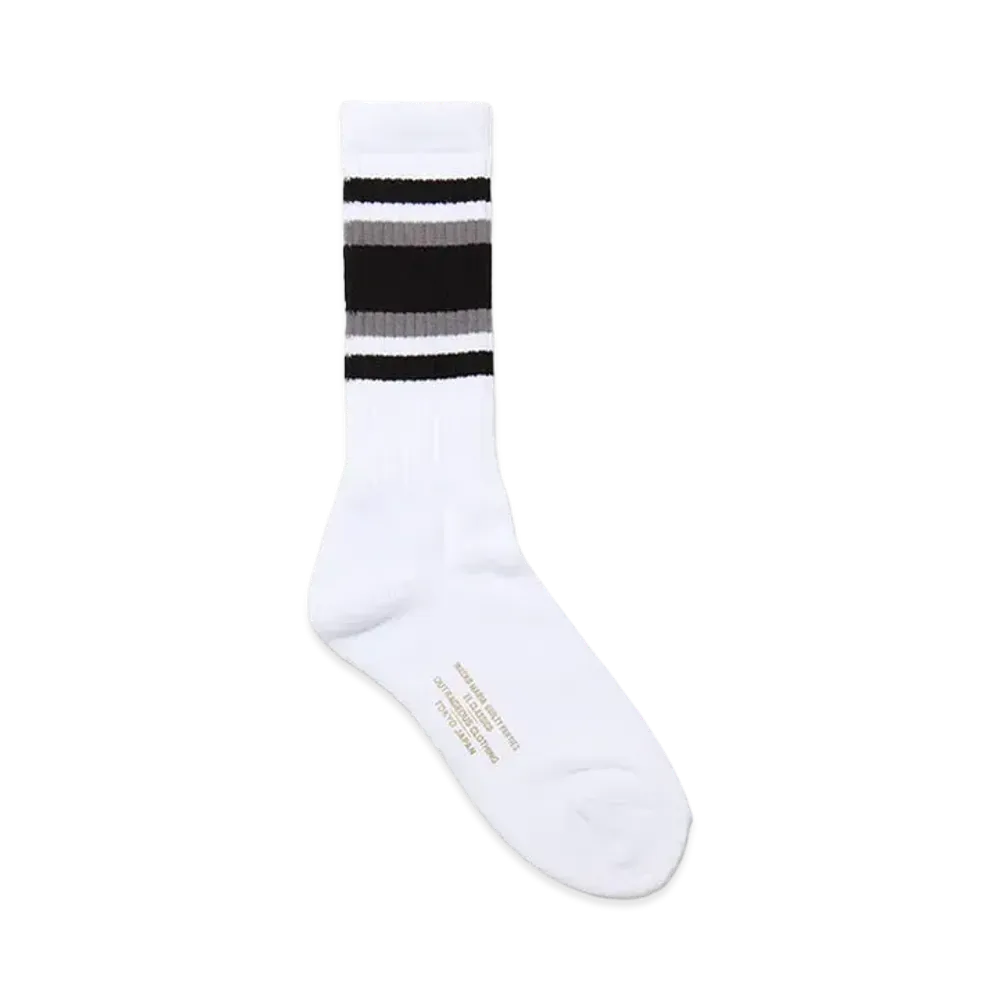 WACKO MARIA Striped Jacquard Socks "White/Gray"