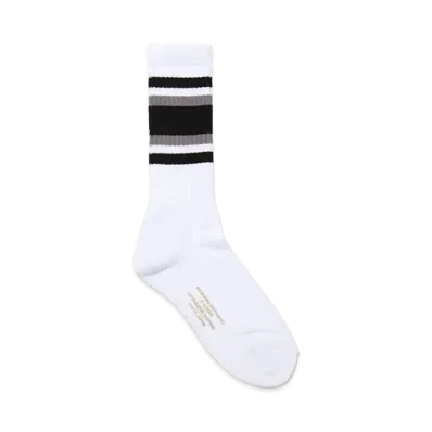 WACKO MARIA Striped Jacquard Socks "White/Gray"