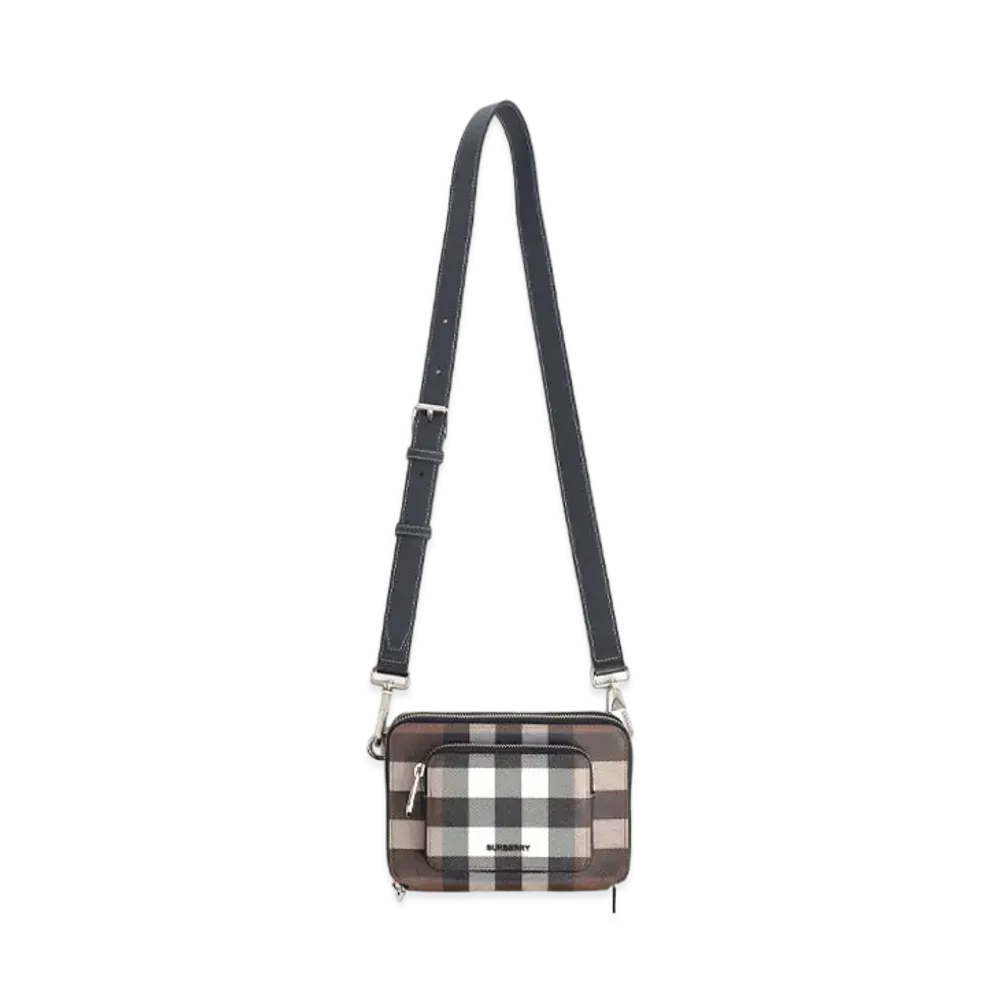 Burberry Check & Leather Cross Body Bag "Dark Barch Brown"