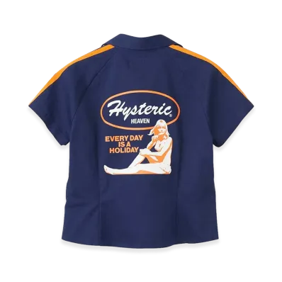 HYSTERIC GLAMOUR Women's Every Day Holiday Racing Shirt "Other Navy"