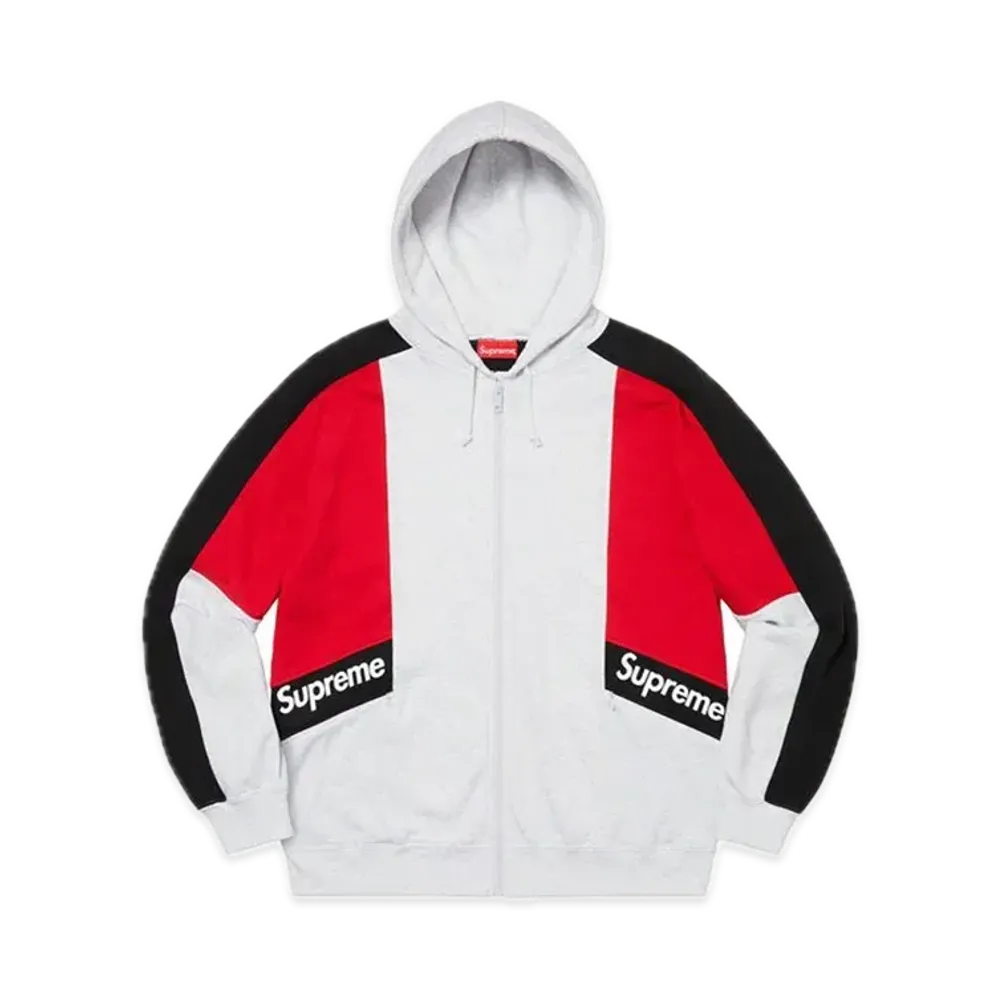 Supreme Color Blocked Zip Up Hooded Sweatshirt "Ash Grey"