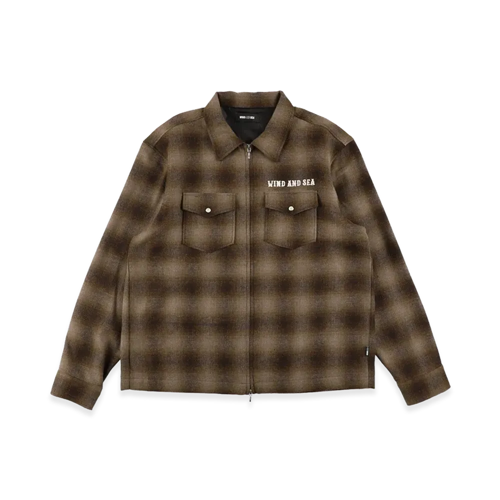 WIND AND SEA Zip Flannel Shirts "Brown"