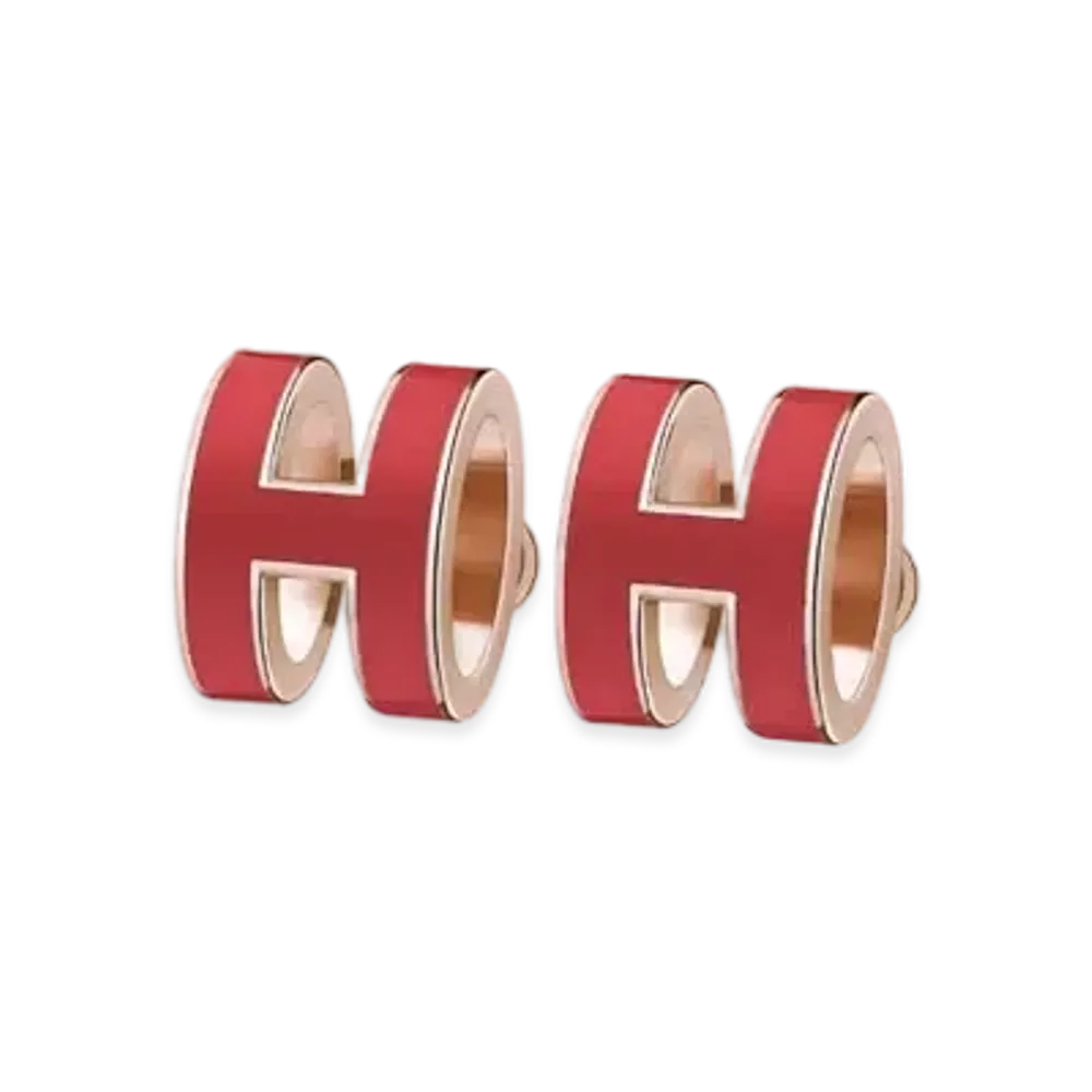 Hermes Pop H Earrings "Rose Gold/Rouge Coraille"