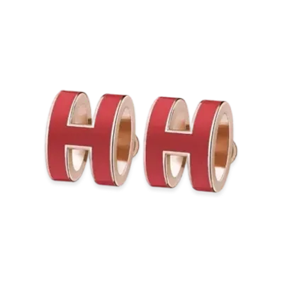 Hermes Pop H Earrings "Rose Gold/Rouge Coraille"