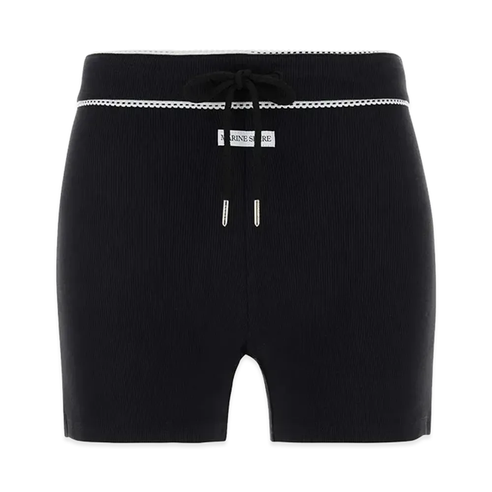 Marine Serre Women's Stretch Cotton Shorts "Black"