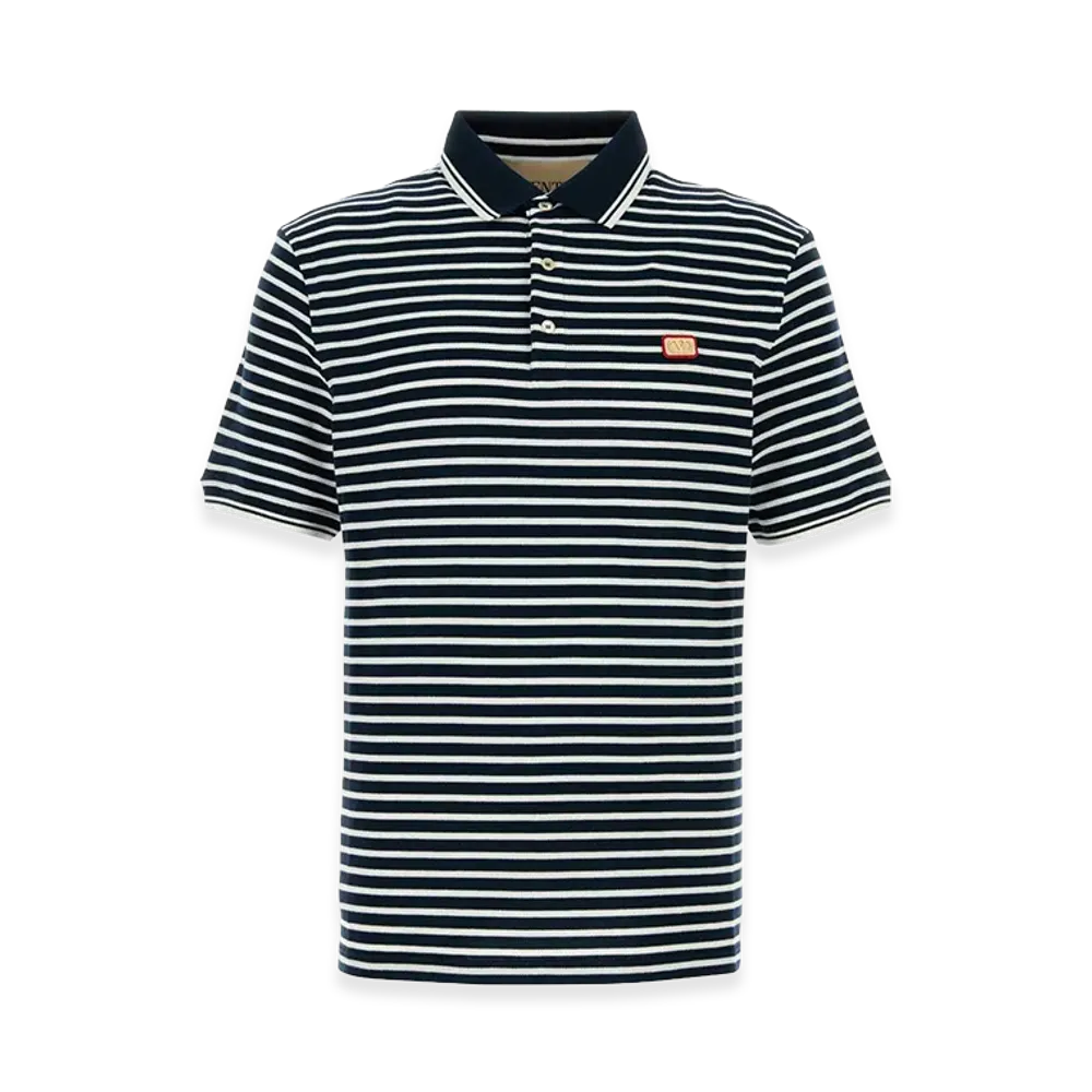 Valentino Embroidered Piquet Polo Shirt "Stripped"